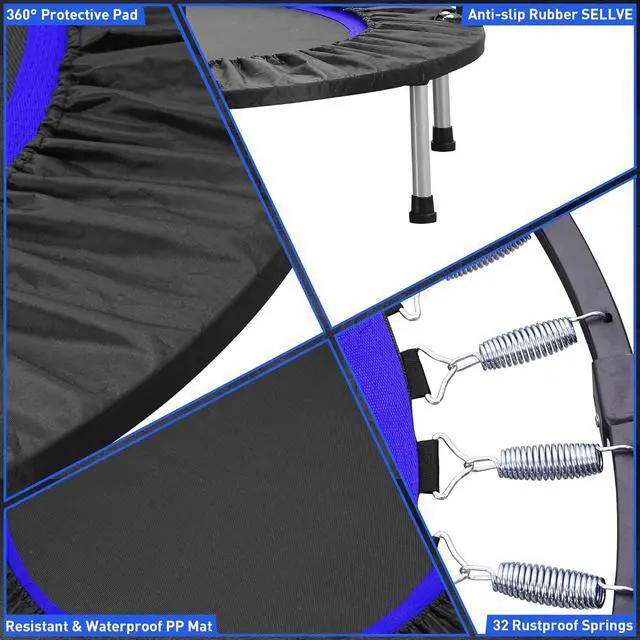 Alt view image 2 of 7 - HYD-Parts 40"/48" Mini Trampoline for Adults and Kids Exercise Rebounder with Adjustable Bar Fitness Trampoline Indoor Max Load 330lbs