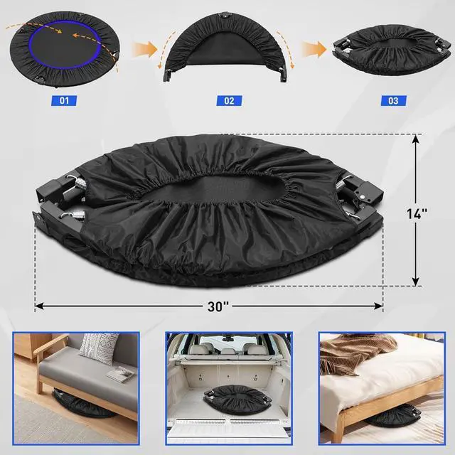 Alt view image 5 of 7 - HYD-Parts 40"/48" Mini Trampoline for Adults and Kids Exercise Rebounder with Adjustable Bar Fitness Trampoline Indoor Max Load 330lbs