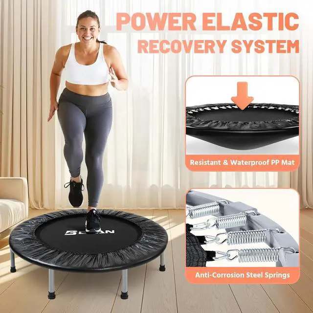 Alt view image 2 of 7 - BCAN 38"/40''/48'' Foldable Mini Trampoline Fitness Trampoline with Safety Pad,Rebounder Exercise Trampoline for Adults Indoor/Garden Workout,Max Load 300lbs/440lbs