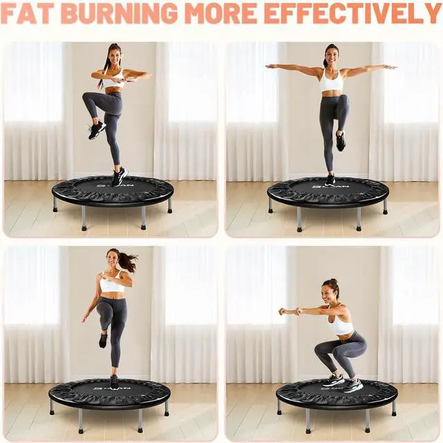 Alt view image 5 of 7 - BCAN 38"/40''/48'' Foldable Mini Trampoline Fitness Trampoline with Safety Pad,Rebounder Exercise Trampoline for Adults Indoor/Garden Workout,Max Load 300lbs/440lbs