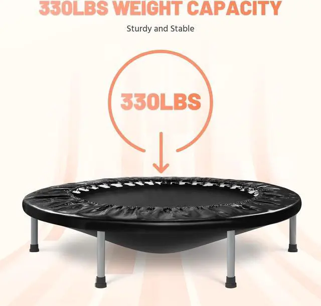 Alt view image 7 of 7 - BCAN 38"/40''/48'' Foldable Mini Trampoline Fitness Trampoline with Safety Pad,Rebounder Exercise Trampoline for Adults Indoor/Garden Workout,Max Load 300lbs/440lbs
