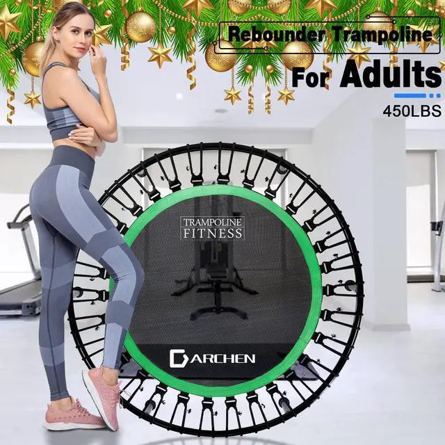 Alt view image 2 of 7 - DARCHEN 450 lbs Mini Trampoline for Adults, Indoor Small Rebounder Exercise Trampoline for Workout Fitness for Quiet and Safely Cushioned Bounce, [40 Inch]