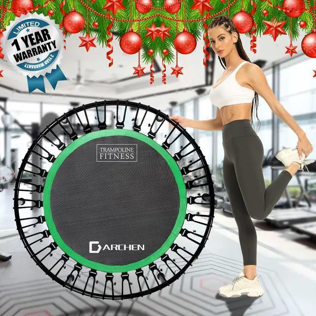Alt view image 6 of 7 - DARCHEN 450 lbs Mini Trampoline for Adults, Indoor Small Rebounder Exercise Trampoline for Workout Fitness for Quiet and Safely Cushioned Bounce, [40 Inch]