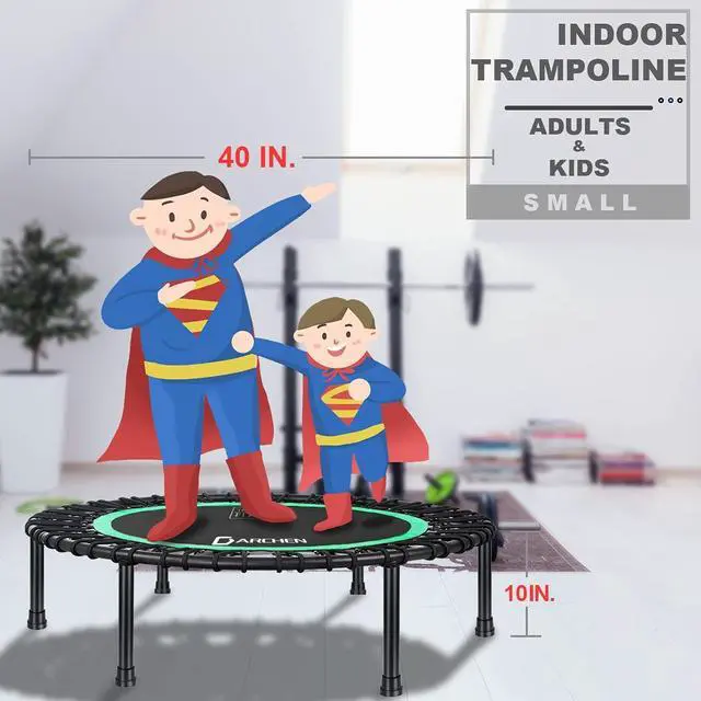 Alt view image 7 of 7 - DARCHEN 450 lbs Mini Trampoline for Adults, Indoor Small Rebounder Exercise Trampoline for Workout Fitness for Quiet and Safely Cushioned Bounce, [40 Inch]