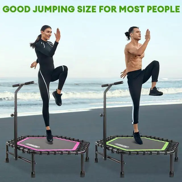 Alt view image 7 of 7 - ONETWOFIT 42"/45" Rebounder Trampoline for Adults, Silent Mini Trampoline Indoor Exercise Fitness Trampoline Bungee Rebounder Workout Max Load 330lbs