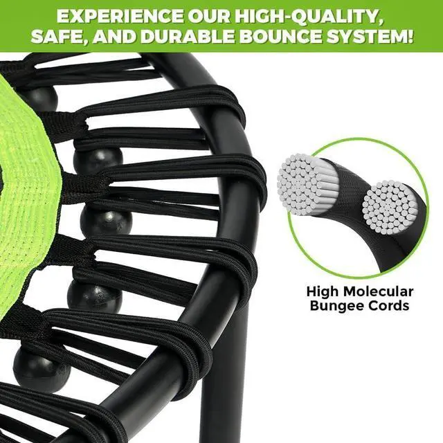 Alt view image 5 of 7 - ONETWOFIT Foldable Rebounder Trampoline for Adults, 40/42/ 45 Mini Fitness Trampoline W/Adjustable Foam Handle Bungees, Quiet Exercise Trampoline for Personal Indoor Workout
