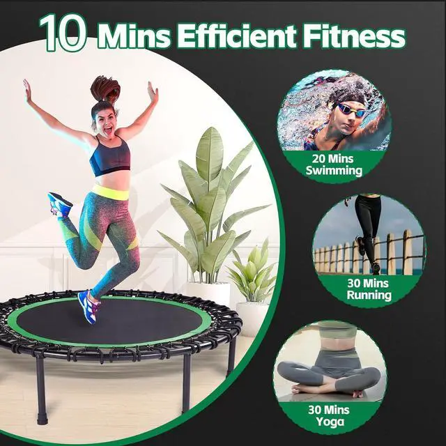 Alt view image 4 of 6 - Mini Fitness Trampoline with Bungees  Stable & Quiet Rebounder for Adults, Perfect for Indoor & Outdoor Workouts