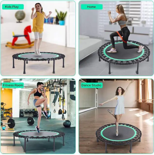 Alt view image 5 of 6 - Mini Fitness Trampoline with Bungees  Stable & Quiet Rebounder for Adults, Perfect for Indoor & Outdoor Workouts