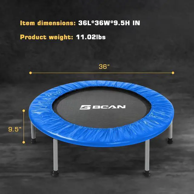 Alt view image 6 of 7 - BCAN 36 Mini Trampoline Rebounder Trampoline for Adults Max Load 170lbs Small Trampoline Exercise Trampoline Fitness Trampoline Indoor/Garden Workout