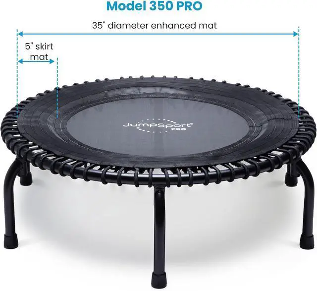 Alt view image 2 of 7 - JumpSport 350 PRO Indoor Heavy Duty Fitness Trampoline, 39-inch | 36 Premium EnduroLast 4 Elastic Cords | Customized Bounce with 7 Settings | 300 lb Wt. Rating | 60-Day Free Trial to 350+ Videos