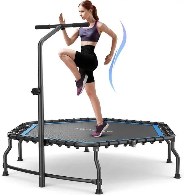 Main image of ANCHEER 50" Rebounder Trampoline for Adults- 2025 Foldable Mini Trampoline with Bar- Exercise Trampoline for Adults, Max Load 450lbs/550lbs, for Indoor/Garden Workout