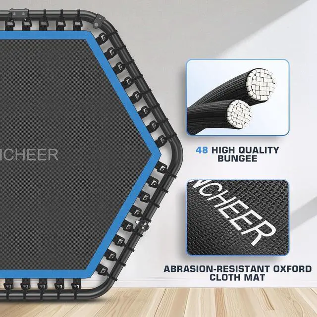 Alt view image 7 of 7 - ANCHEER 50" Rebounder Trampoline for Adults- 2025 Foldable Mini Trampoline with Bar- Exercise Trampoline for Adults, Max Load 450lbs/550lbs, for Indoor/Garden Workout