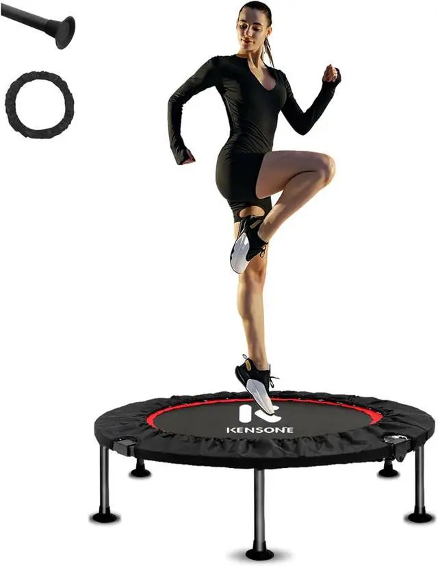 Main image of KENSONE 40" Mini Spring Trampoline Rebounder for Adults, Small Fitness Trampoline for Indoor Exercise with 1 Oxford Cover and 1 Foam Safety Pad, Max Load 330 LBS