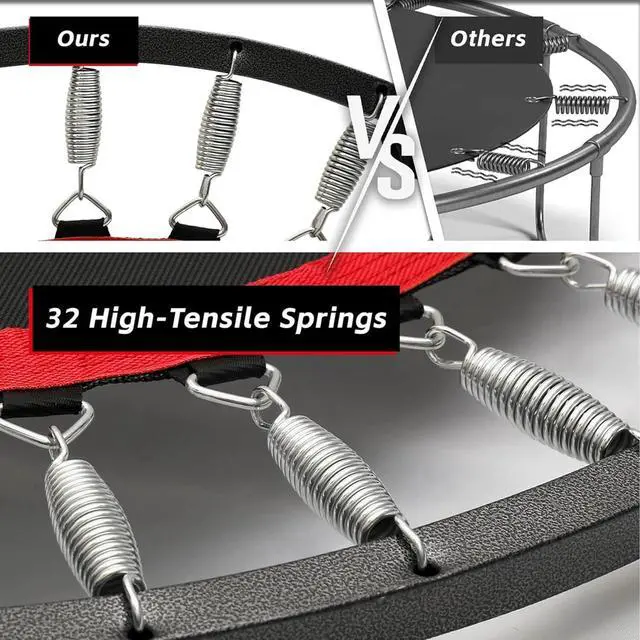 Alt view image 4 of 6 - KENSONE 40" Mini Spring Trampoline Rebounder for Adults, Small Fitness Trampoline for Indoor Exercise with 1 Oxford Cover and 1 Foam Safety Pad, Max Load 330 LBS