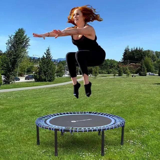 Alt view image 6 of 6 - Fitness Trampoline for Adults and Kids, Indoor Rebounder Exercise Trampoline for Workout Fitness for Quiet and Safely Cushioned Bounce Workout