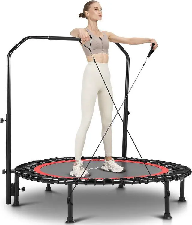 Main image of ANCHEER Mini Exercise Trampoline Foldable 40" Adjustable Trampoline Rebounder, Fitness Trampoline with Handle for Indoor/Garden/Workout Cardio, Max Load 450lbs