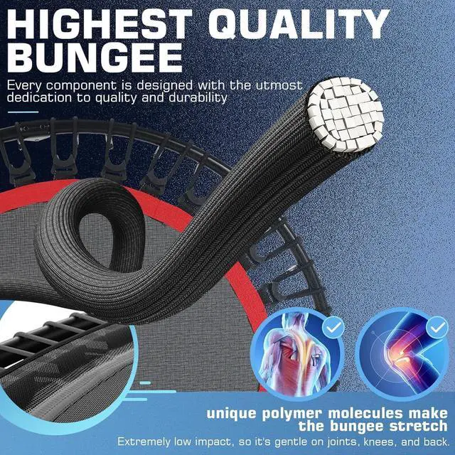 Alt view image 3 of 7 - ANCHEER Mini Exercise Trampoline Foldable 40" Adjustable Trampoline Rebounder, Fitness Trampoline with Handle for Indoor/Garden/Workout Cardio, Max Load 450lbs