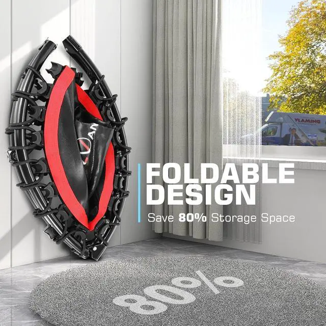 Alt view image 5 of 7 - ANCHEER Mini Exercise Trampoline Foldable 40" Adjustable Trampoline Rebounder, Fitness Trampoline with Handle for Indoor/Garden/Workout Cardio, Max Load 450lbs