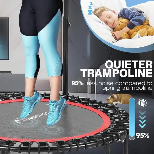 Alt view image 6 of 7 - ANCHEER Mini Exercise Trampoline Foldable 40" Adjustable Trampoline Rebounder, Fitness Trampoline with Handle for Indoor/Garden/Workout Cardio, Max Load 450lbs