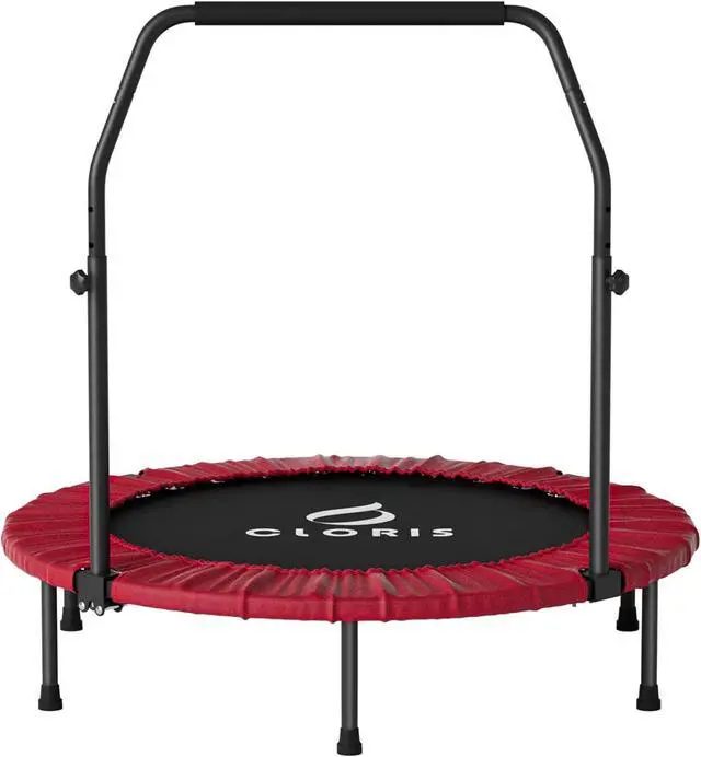 Alt view image 6 of 6 - CLORIS 40in Folding Trampoline Mini Rebounder Fitness Trampoline with Adjustable Foam Handle for Kids/Adult, with safty Padded Cover Best Gift for Kids/Adult
