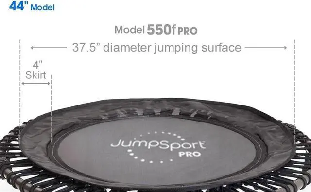 Alt view image 3 of 7 - JumpSport Indoor Heavy Duty Lightweight 44 Inch Folding Fitness Trampoline with Arched Legs and 7 Adjustable Tension
