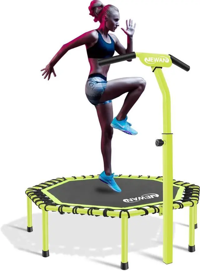Main image of Newan 48" Fitness Trampoline with Adjustable Handle Bar, Silent Trampoline Bungee Rebounder Jumping Cardio Trainer Workout for Adults - Max Limit 330 lbs