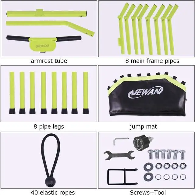Alt view image 7 of 7 - Newan 48" Fitness Trampoline with Adjustable Handle Bar, Silent Trampoline Bungee Rebounder Jumping Cardio Trainer Workout for Adults - Max Limit 330 lbs