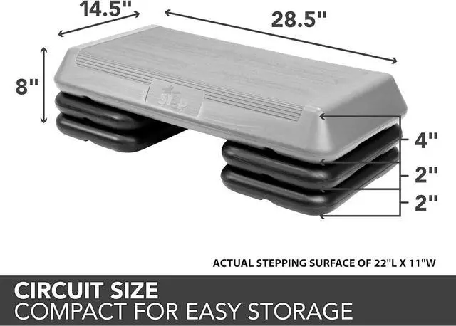 Alt view image 3 of 3 - The Step Circuit Size Aerobic Platform, Circuit Size Steppers for Exercise with Risers for Adjustable Home Workout, Stair Stepper for Exercise and Home Gym