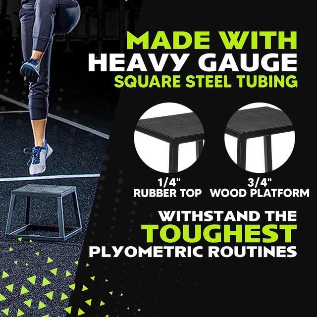 Alt view image 3 of 7 - Rage Fitness Steel Plyo Box 12-18-24-30 Inch High Anti-Slip Pre-Assembled Plyometric Jump Box for Home Gym Conditioning and Strength Training (Sold Individually) Plyometric Platform Step