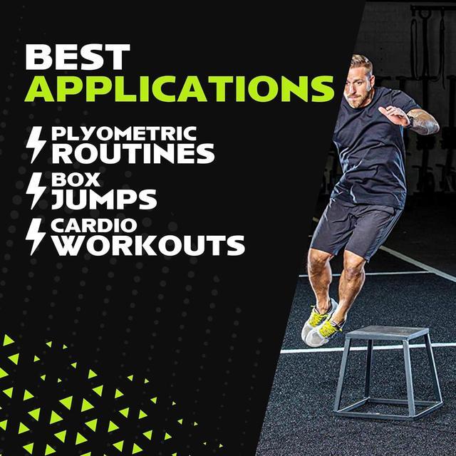 Alt view image 4 of 7 - Rage Fitness Steel Plyo Box 12-18-24-30 Inch High Anti-Slip Pre-Assembled Plyometric Jump Box for Home Gym Conditioning and Strength Training (Sold Individually) Plyometric Platform Step