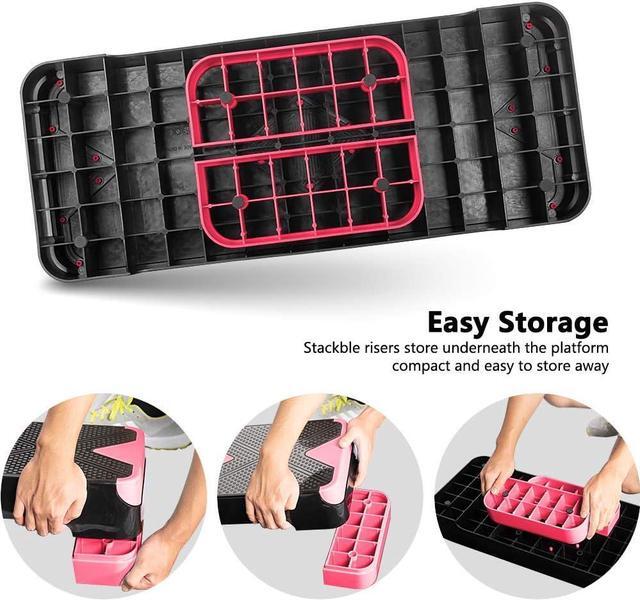 Alt view image 3 of 7 - Adjustable Workout Aerobic Stepper, Aerobic Exercise Step Platform with 2 Risers, Exercise Step Deck for Fitness, 26.5" Trainer Stepper with Non-Slip Surface Home Gym & Extra Risers Options