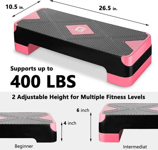 Alt view image 4 of 7 - Adjustable Workout Aerobic Stepper, Aerobic Exercise Step Platform with 2 Risers, Exercise Step Deck for Fitness, 26.5" Trainer Stepper with Non-Slip Surface Home Gym & Extra Risers Options