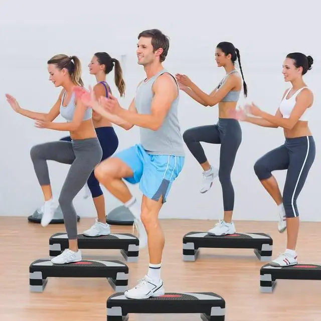 Alt view image 4 of 7 - 31" Aerobic Step Platform, 3 Levels Adjustable Height Steppers For Exercise at Home Gym, Cardio Workout Step Platform Bench, 4 Stackable Risers, Non Slip Fitness Stepper Up Box,