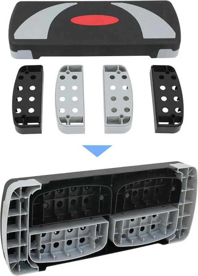 Alt view image 5 of 7 - 31" Aerobic Step Platform, 3 Levels Adjustable Height Steppers For Exercise at Home Gym, Cardio Workout Step Platform Bench, 4 Stackable Risers, Non Slip Fitness Stepper Up Box,