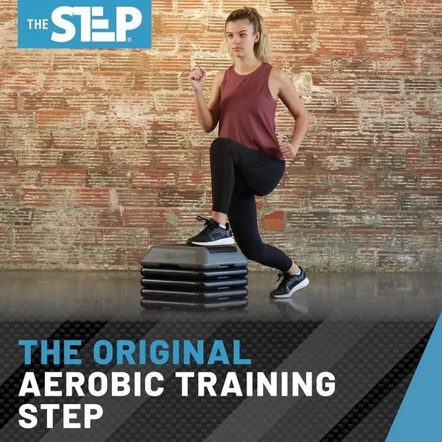Alt view image 2 of 6 - The Step Adjustable High Step Aerobic Platform with 4 Risers, Home Gym Workout Equipment, Fitness Exercise Equipment Made in the USA