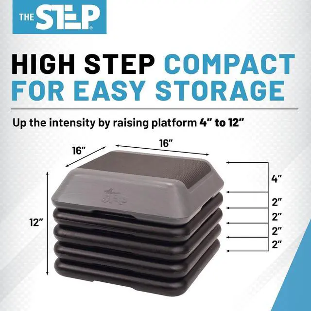 Alt view image 3 of 6 - The Step Adjustable High Step Aerobic Platform with 4 Risers, Home Gym Workout Equipment, Fitness Exercise Equipment Made in the USA