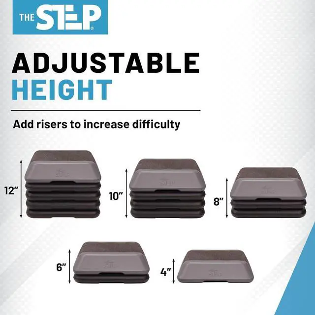 Alt view image 5 of 6 - The Step Adjustable High Step Aerobic Platform with 4 Risers, Home Gym Workout Equipment, Fitness Exercise Equipment Made in the USA