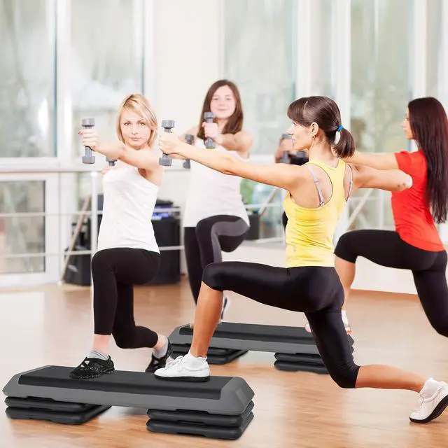 Alt view image 7 of 7 - F2C 43 inch Aerobic Exercise Step Platform Adjustable Height Stepper Exercise Workout Step Bench with 4 Risers 4" - 6" - 8" Large Fitness Exercise Stair Step for Home Gym Fitness Training