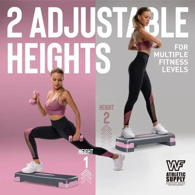 Alt view image 4 of 7 - Aerobic Stepper Set with Dumbbells & Measuring Tape, Adjustable Height 2 Level Risers Workout Exercise Step Platform, 3 Colors, the Ultimate Gift for a Joyful Holiday and Merry Christmas