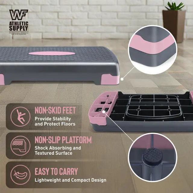 Alt view image 6 of 7 - Aerobic Stepper Set with Dumbbells & Measuring Tape, Adjustable Height 2 Level Risers Workout Exercise Step Platform, 3 Colors, the Ultimate Gift for a Joyful Holiday and Merry Christmas