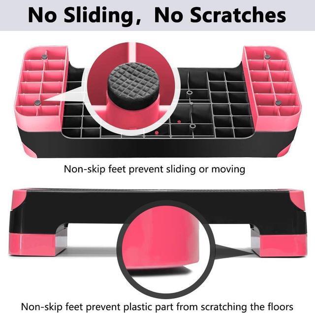Alt view image 5 of 7 - Adjustable Workout Aerobic Stepper, Aerobic Exercise Step Platform with 2 Risers, Exercise Step Deck for Fitness, 26.5" Trainer Stepper with Non-Slip Surface Home Gym & Extra Risers Options