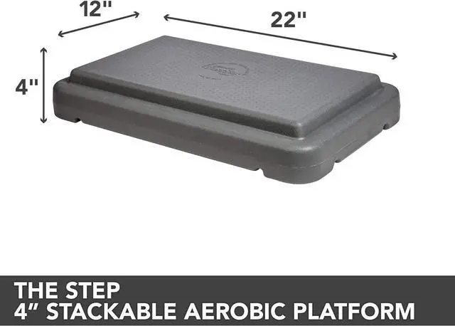 Alt view image 2 of 7 - The Step (Made in USA) 4 Inch Stackable Aerobic Exercise Platform (Grey) with Non-Slip Surface and Nonskid Feet to Prevent Sliding