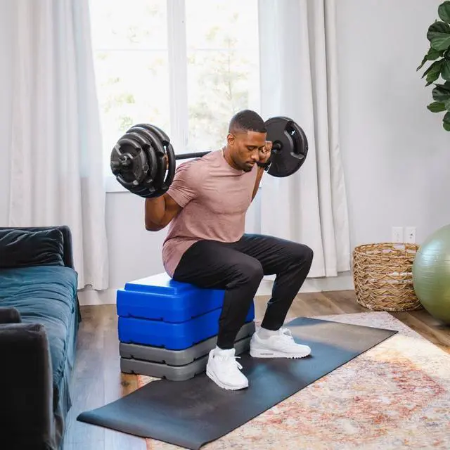 Alt view image 3 of 7 - The Step (Made in USA) 4 Inch Stackable Aerobic Exercise Platform (Grey) with Non-Slip Surface and Nonskid Feet to Prevent Sliding