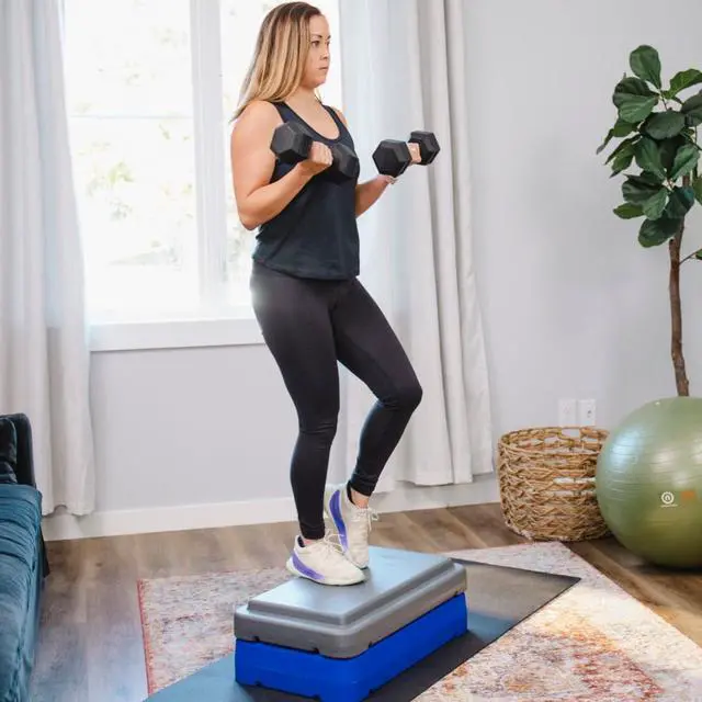 Alt view image 6 of 7 - The Step (Made in USA) 4 Inch Stackable Aerobic Exercise Platform (Grey) with Non-Slip Surface and Nonskid Feet to Prevent Sliding