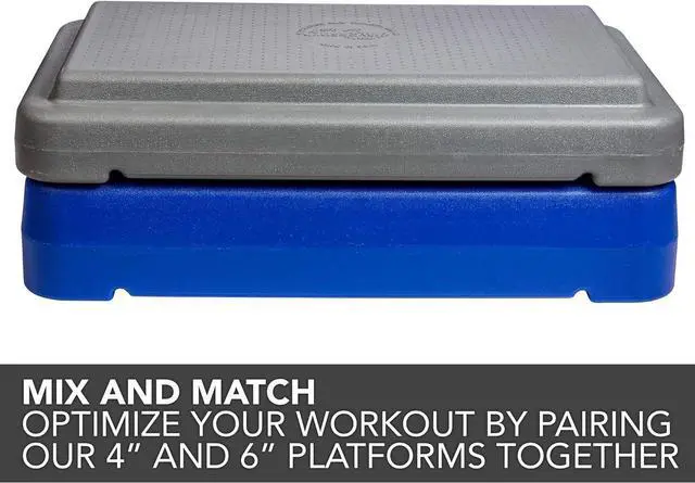 Alt view image 7 of 7 - The Step (Made in USA) 4 Inch Stackable Aerobic Exercise Platform (Grey) with Non-Slip Surface and Nonskid Feet to Prevent Sliding