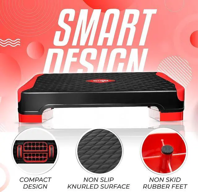 Alt view image 3 of 7 - Yes4All 2-in-1 Adjustable Aerobic Step Platform Fitness Exercise Stepper with Rocker Balance Board Legs for Home Workout, Step Exercise & Balance Training