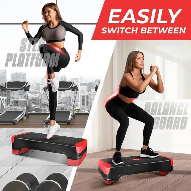Alt view image 5 of 7 - Yes4All 2-in-1 Adjustable Aerobic Step Platform Fitness Exercise Stepper with Rocker Balance Board Legs for Home Workout, Step Exercise & Balance Training