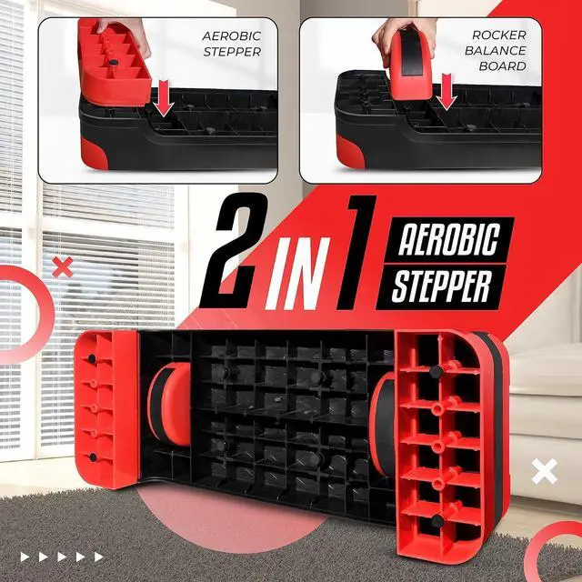 Alt view image 4 of 7 - Yes4All 2-in-1 Adjustable Aerobic Step Platform Fitness Exercise Stepper with Rocker Balance Board Legs for Home Workout, Step Exercise & Balance Training