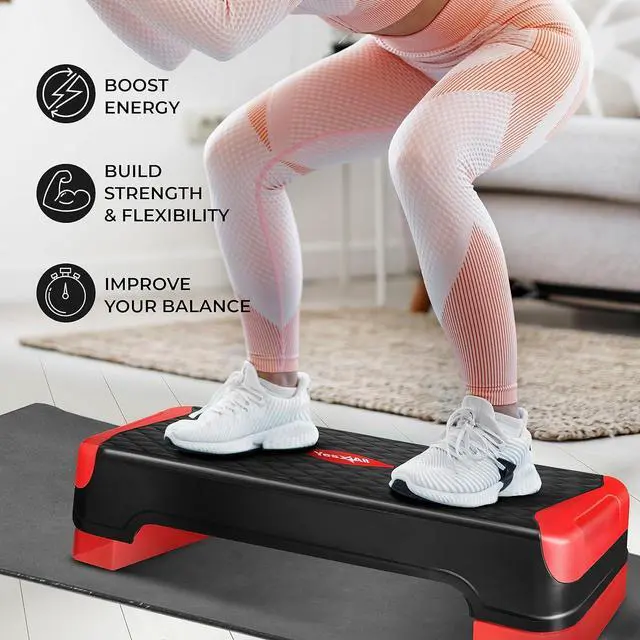 Alt view image 6 of 7 - Yes4All 2-in-1 Adjustable Aerobic Step Platform Fitness Exercise Stepper with Rocker Balance Board Legs for Home Workout, Step Exercise & Balance Training