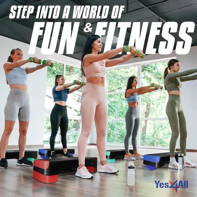 Alt view image 7 of 7 - Yes4All 2-in-1 Adjustable Aerobic Step Platform Fitness Exercise Stepper with Rocker Balance Board Legs for Home Workout, Step Exercise & Balance Training